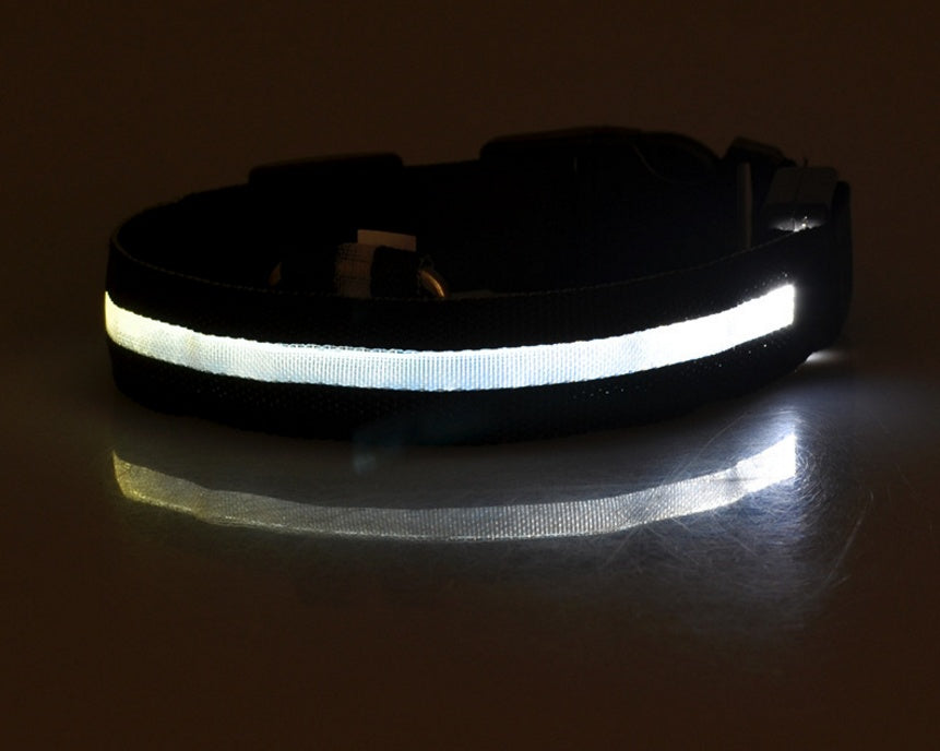 Collar luminoso LED de nailon para perros y mascotas