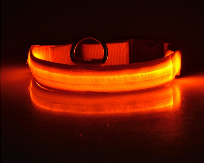 Collar luminoso LED de nailon para perros y mascotas