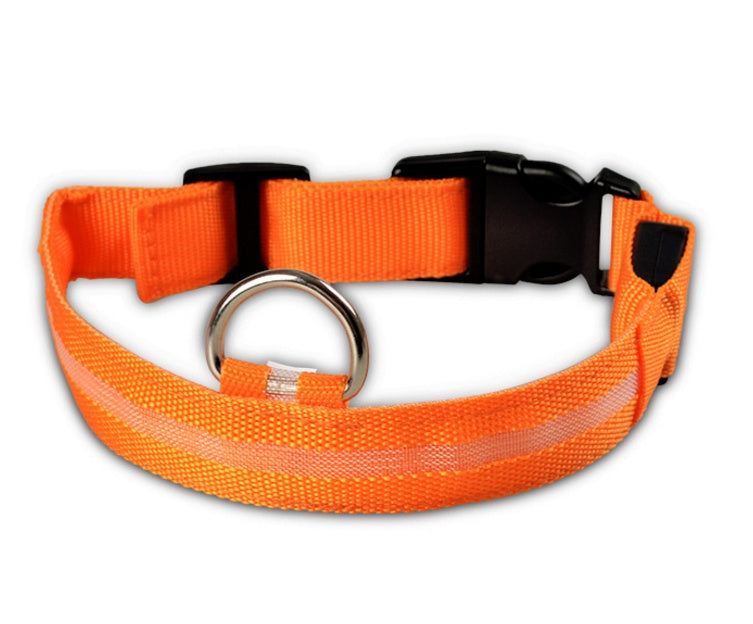 Collar luminoso LED de nailon para perros y mascotas