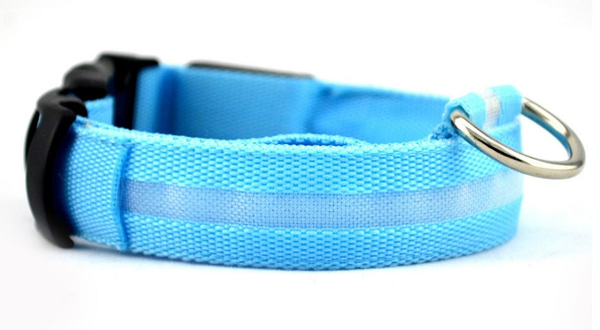 Collar luminoso LED de nailon para perros y mascotas