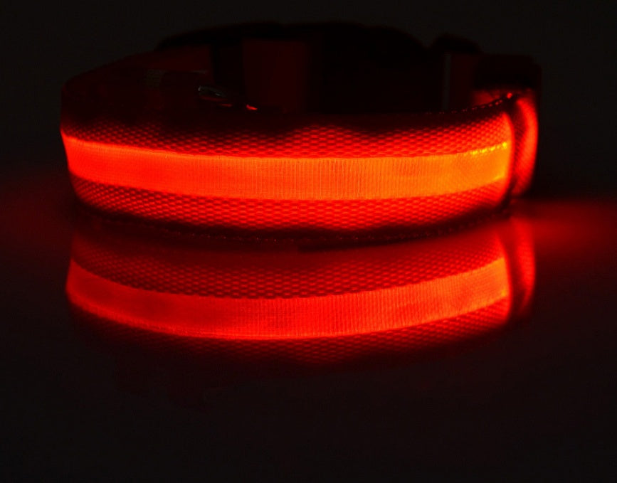Collar luminoso LED de nailon para perros y mascotas