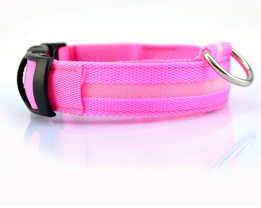 Collar luminoso LED de nailon para perros y mascotas