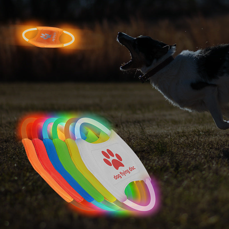 Discos voladores para perros, luz LED brillante