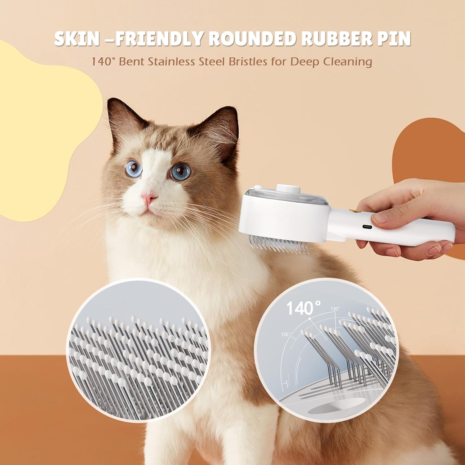 Cepillo de vapor para gatos para quitar el pelo.