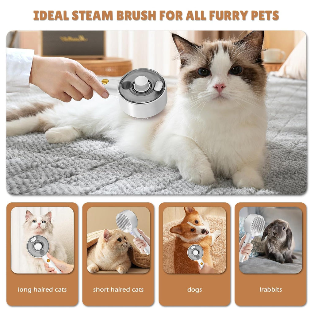 Cepillo de vapor para gatos para quitar el pelo.