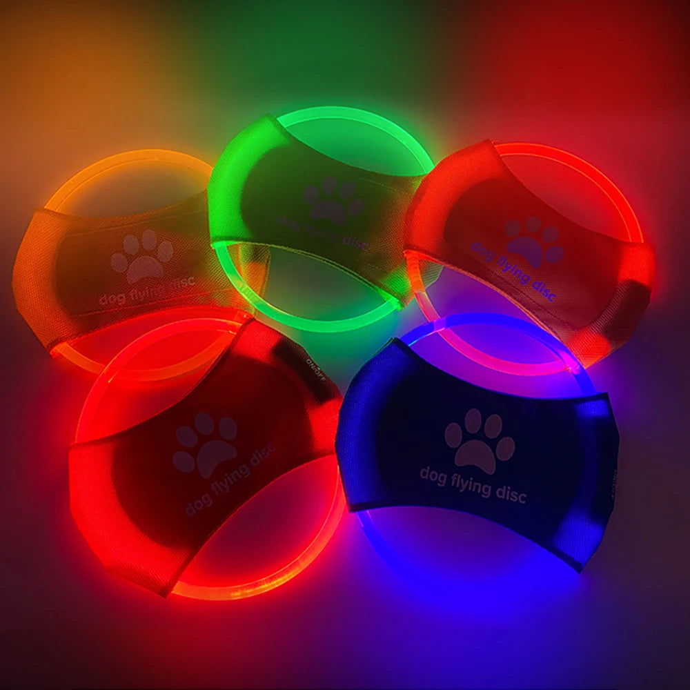 Discos voladores para perros, luz LED brillante